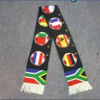 Scarf - woven - blk - assorted country+RSA flag