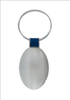 Sleek Silver Oval Metal Keyring Mirror Finish - Avail With Blue