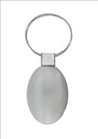 Sleek Silver Oval Metal Keyring Mirror Finish - Avail With Blue