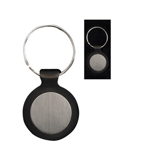 Silver Round With Black Plastic Frame Keyring Without Logo P
