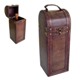 WOODEN WINE CADDY HINGED LID 1 BOTTLE