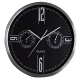 Stainless Steel & Black Face W/Station Wall Clock Sweep Movement