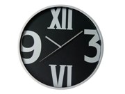 Silver & Black Face Wall Clock Sweep Movement 30Cm