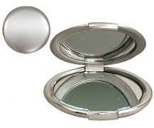 Silver Round Double Sided Compact Mirror (6Cm)