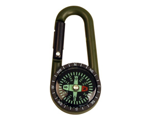 Green Carabiner Clip Compass (7X5Cm)