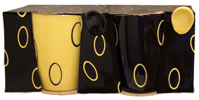Yellow And Black Mug And Spoon ( Set Of 2 In Gift Box)