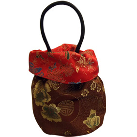 Brown/Red Oriental Drawstring Bag (33X18Cm)