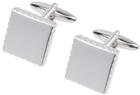 Silver Cufflink In Presentation Box 'Square With Ribbed Edge&