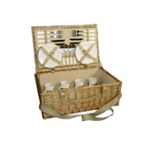 4 Pax Natural Lined Willow Picnic Basket With Shoulder Strap