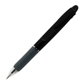 Black Plastic Ballpoint Dual Pen W/ Grey Rubber Grip (Red & Blac