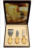4Pc Cheese Knife Set With Glass Cutting Board In Gift Box