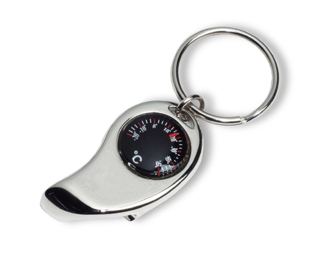 luxurious metal key ring with thermometer and bottle-opener