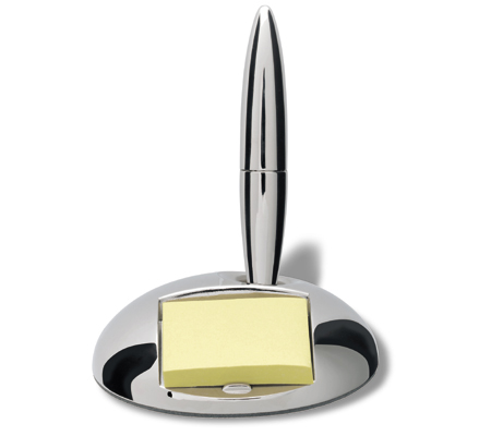 Luxurious desk standard with chrome pen and notepad - METAL