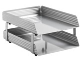 Fluted Steel Letter Tray, 2 Tier - Silver
