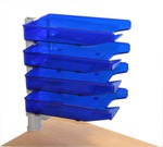 Swivel Letter Trays, 4 Tier Unit with Clamp Fix - Blue