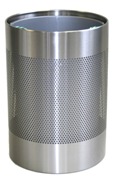 Wide Litter Bin, No Lid, Perforated - Stainless Steel