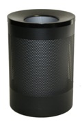 Wide Litter Bin with Black Funnel Top, Perforated - Black