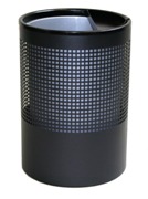 Wide Litter Bin with Single Ashtray Flip Top, Square Punch - Bla