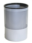 Wide Litter Bin with Single Ashtray Flip Top, Square Punch - Sil