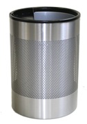 Wide Litter Bin with Single Ashtray Flip Top, Perforated - Stain