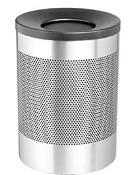 Wide Litter Bin with Black Swivel Funnel Top, Perforated - Stain