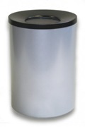 Wide Litter Bin with Black Swivel Funnel Top, Solid - Silver