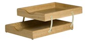 Letter Tray A4, 2 Tier Collapsible, Solid Wood - Oak