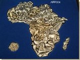 Puzzle Of Africa - 36 Pieces. Pewter - Big 5 Brass plated in woo