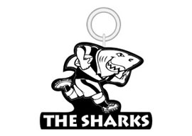 Sharks KeyRing Large  Rugby Keyrings - Min order 50 units.