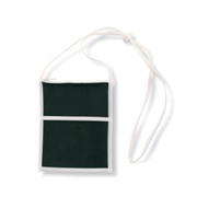 Flat travel pouch in non-woven with white trimmings. It includes