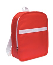 Backpack in non-woven with white trimmings. It includes a main z