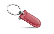 PU  leather keyring with contrasting white stitching in oval fla