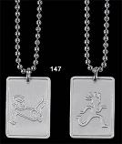 Dog tag 58x32mm on chain (60cm) - USED AROUND NECK