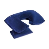 Inflatable pillow in velvet pouch -Available in: Blue-Grey