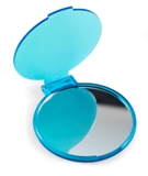 Round plastic single pocket mirror . - Available in: Turquoise,