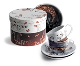 Set of two specially designed 80ml porcelain espresso cups and s