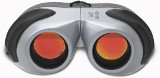 Aluminium and rubber binoculars with red lenses and an 8 x 22 ma