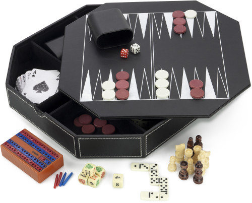 Luxurious 6-in-1 games compendium, consisting of backgammon, che