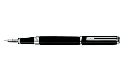 Waterman Exception Slim Black Laque Silver Trim Fountain Pen