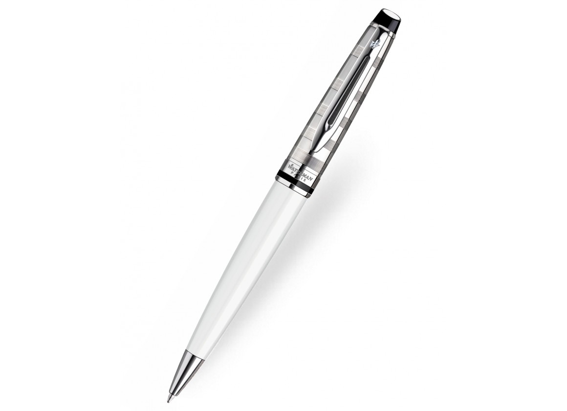 Waterman Expert De Luxe White Chrome Trim Ball Pen