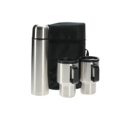 3 Pce Thermal Flask & Mugs Travel Set