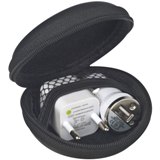 Travel set with USB car and wall charger in a PU zip-around cove