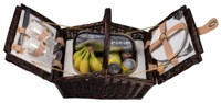 Willow picnic basket for 2 with cooler compartment and Porcelain