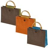 Eco-Friendly jute bag with bamboo handle and closing cord