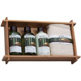 Bamboo bath set with re-usable bamboo tray.