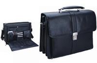 Leather Wall Street Briefcase - Black - Leather Wall Street Brie