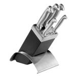 5 piece Knife Set in Curved Stand - Available in: Black/Silver