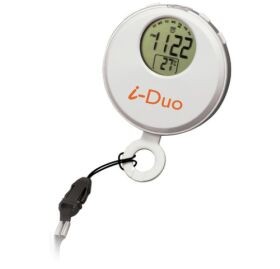 Clip on stop watch with thermometer