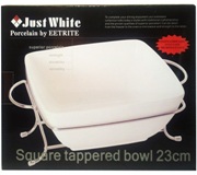 White Square Tapered Bowl With Stand 23cm
