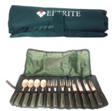 12 Pc Picnic Cutlery Set in Green Carry Bag